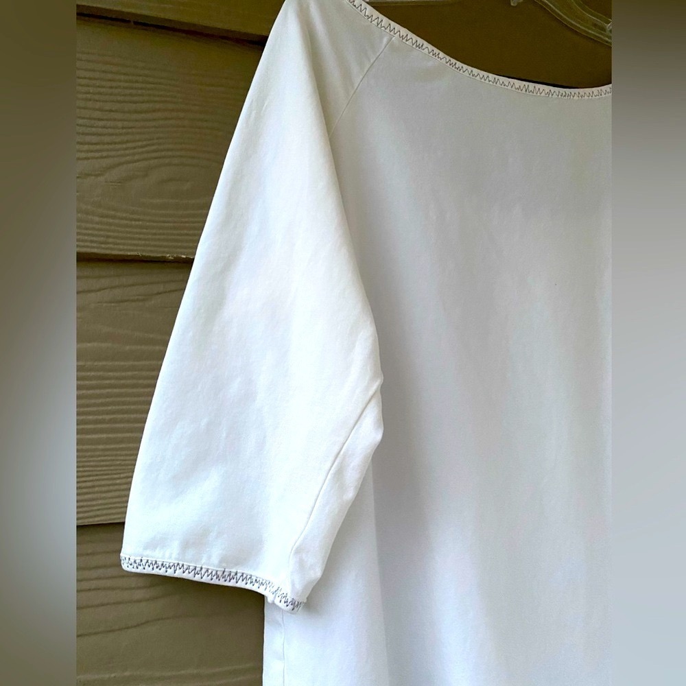 NWOT ml Matimil Trend 3/4 Sleeve Ivory Cotton Stretch T- Shirt Tunic Top Size 18 - Picture 6 of 11